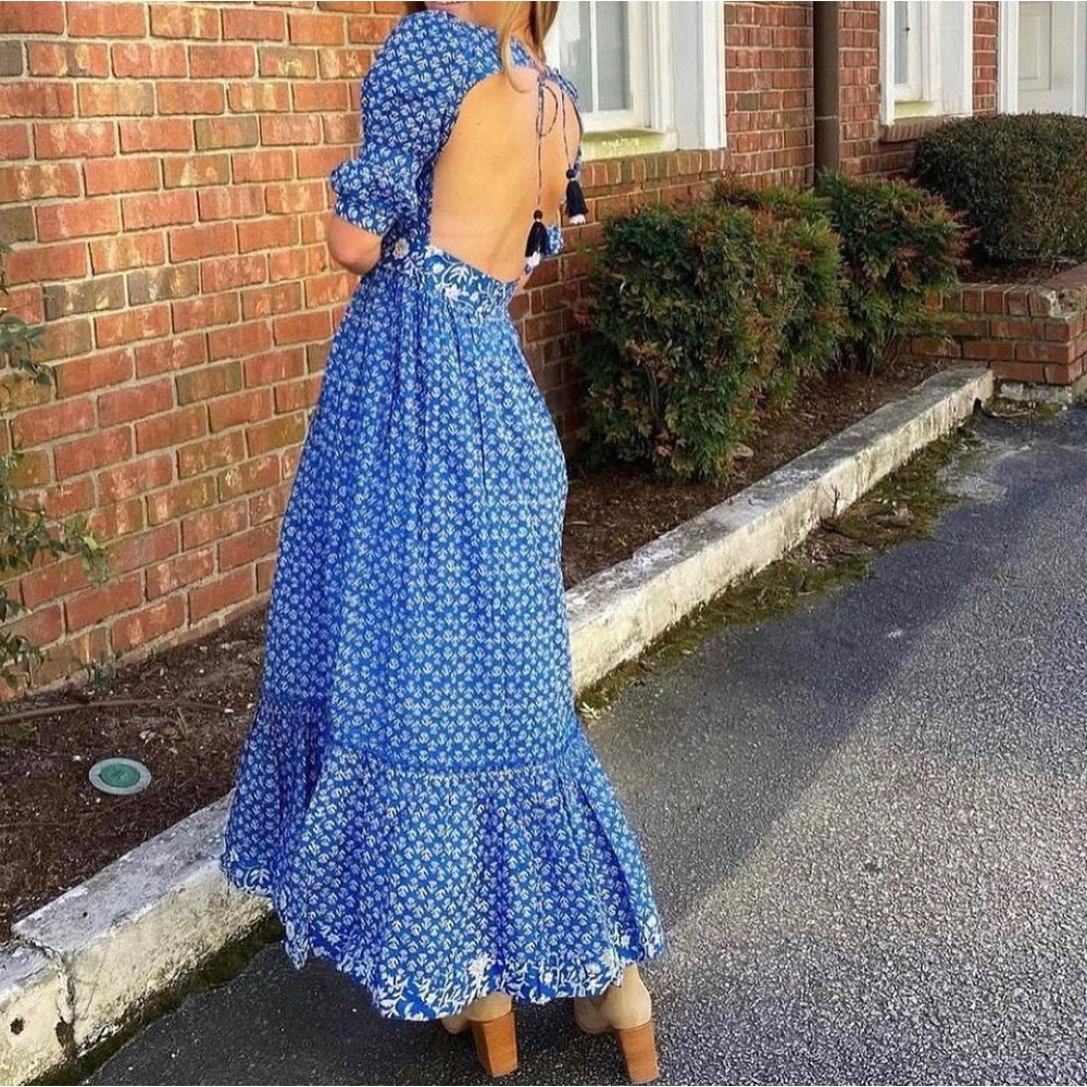 Blue Ruffled Open Back Sundress
Brand new